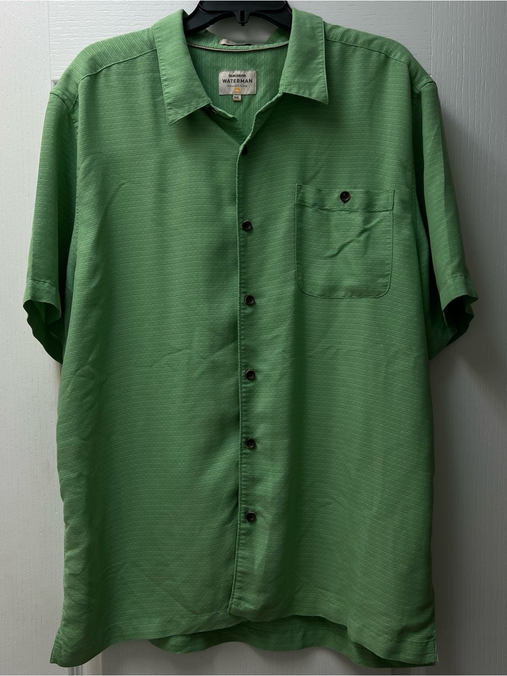 Quicksilver Waterman Men's Green Short Sleeve Button Front Shirt Sz 2XL
